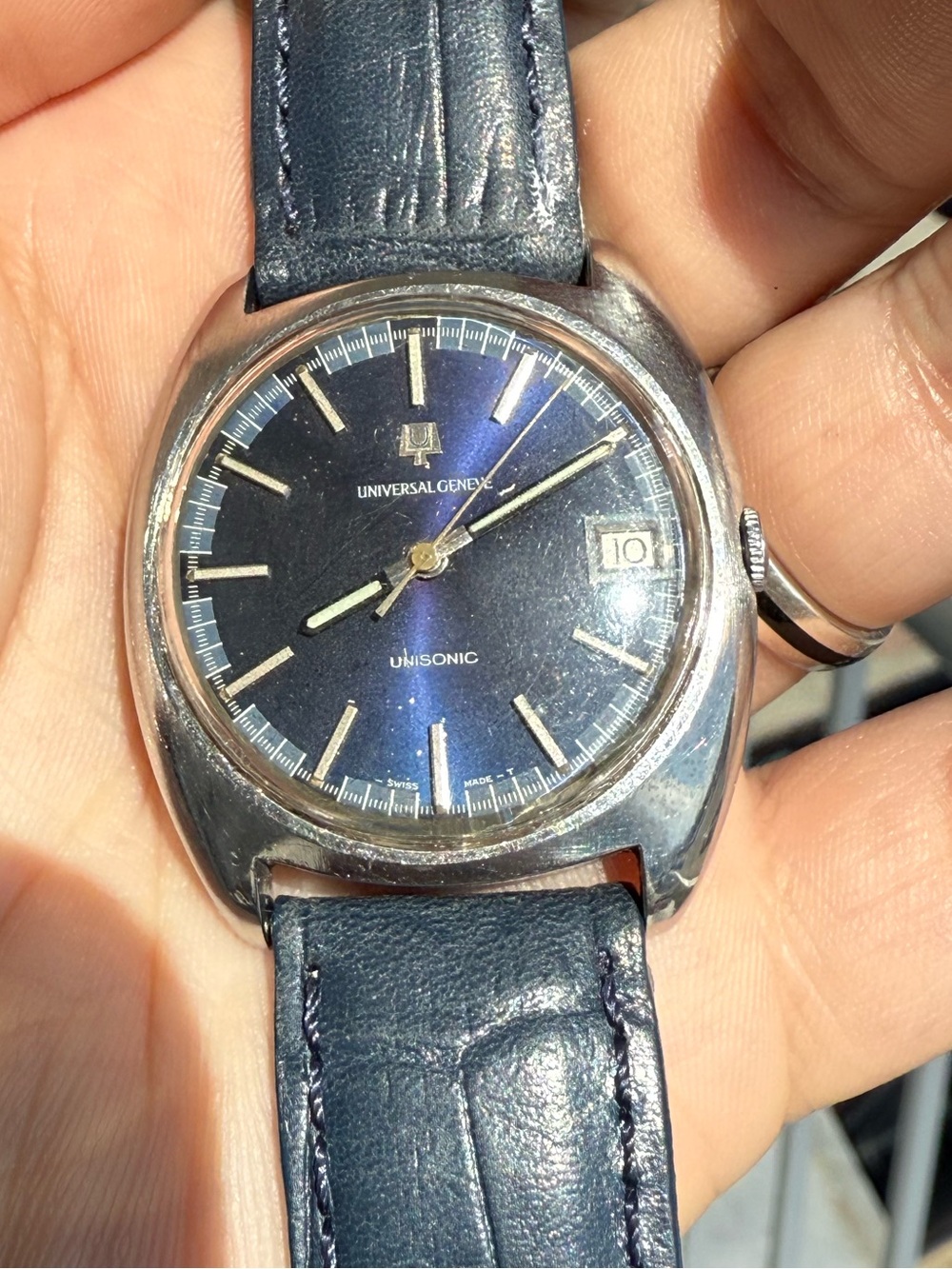 1960’s Universal Genève Unisonic Réf : 852101 Blue Dial For parts or Repair - Picture 6 of 11